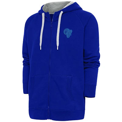 Men's Antigua Royal Los Angeles Rams Tonal Logo Victory Full-Zip Hoodie