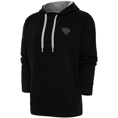 Men's Antigua Black Jacksonville Jaguars Tonal Logo Victory Pullover Hoodie