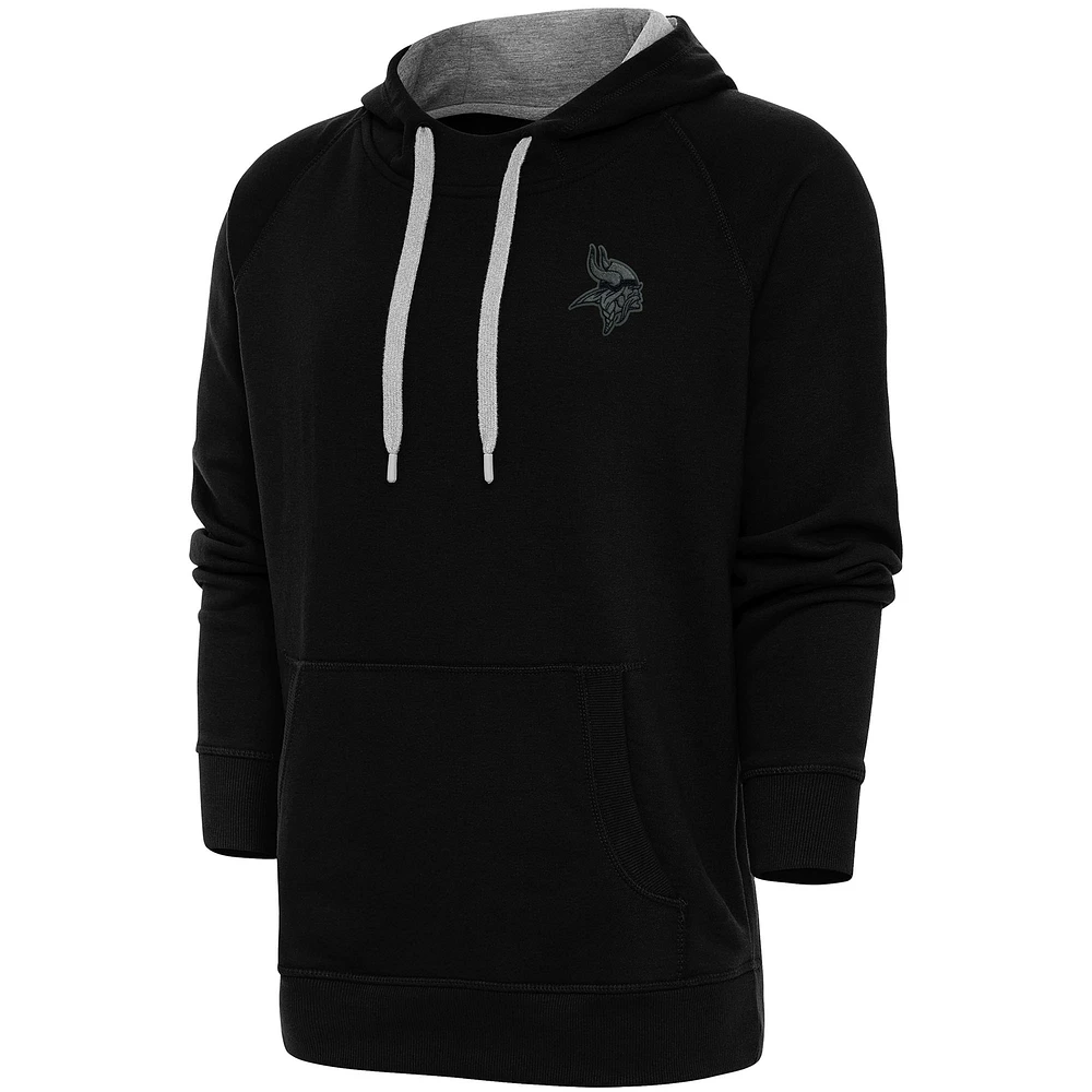 Men's Antigua Black Minnesota Vikings Tonal Logo Victory Pullover Hoodie