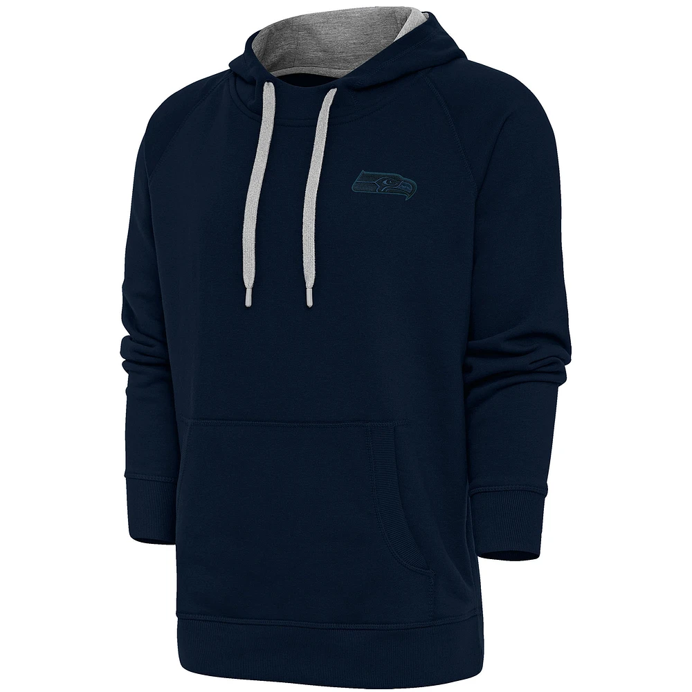 Men's Antigua Navy Seattle Seahawks Tonal Logo Victory Pullover Hoodie