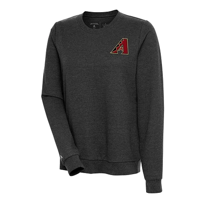 Women's Antigua Heather Black Arizona Diamondbacks Action Crewneck Pullover Sweatshirt
