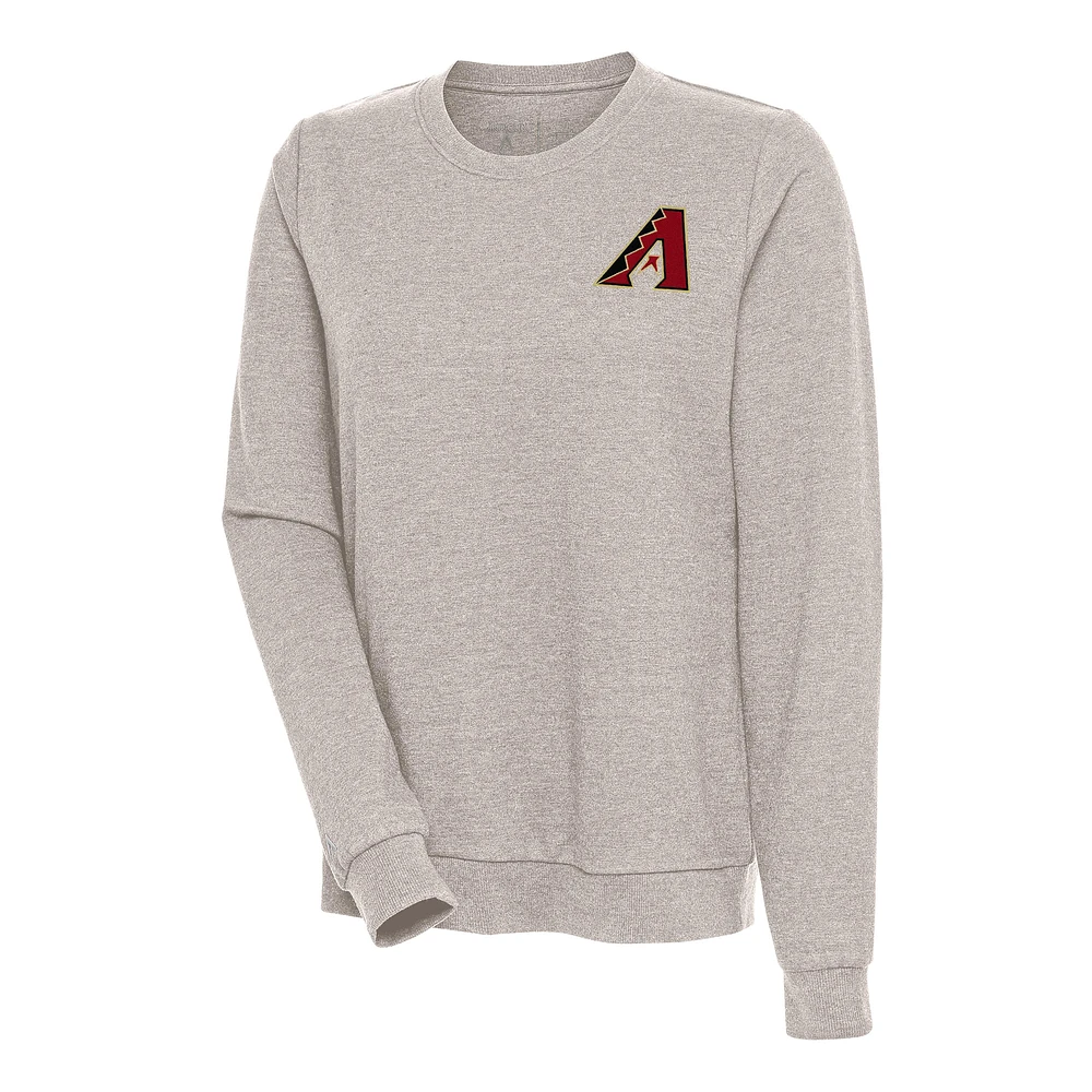 Women's Antigua Oatmeal Arizona Diamondbacks Action Crewneck Pullover Sweatshirt