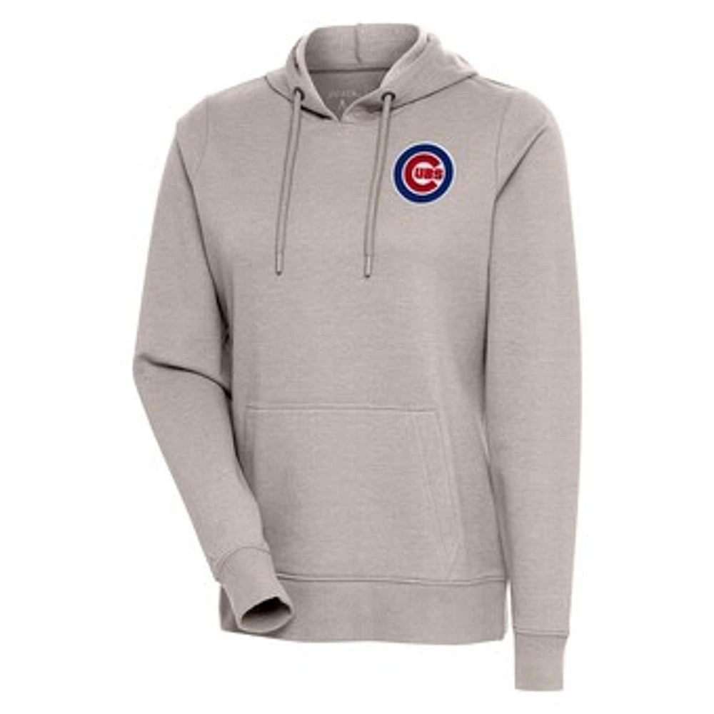 Women's Antigua Oatmeal Chicago Cubs Action Pullover Hoodie