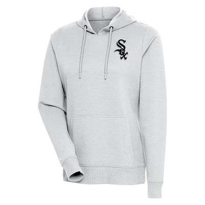 Women's Antigua Heather Gray Chicago White Sox Action Pullover Hoodie