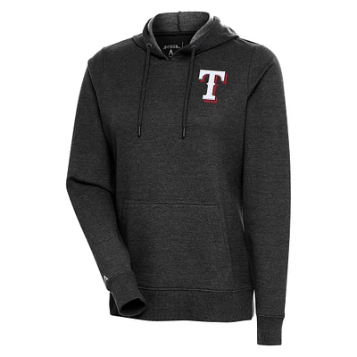Women's Antigua Heather Black Texas Rangers Action Pullover Hoodie