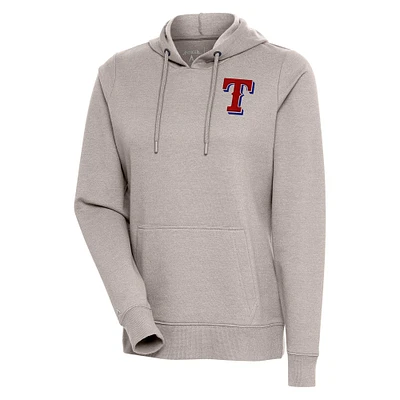 Women's Antigua Oatmeal Texas Rangers Action Pullover Hoodie