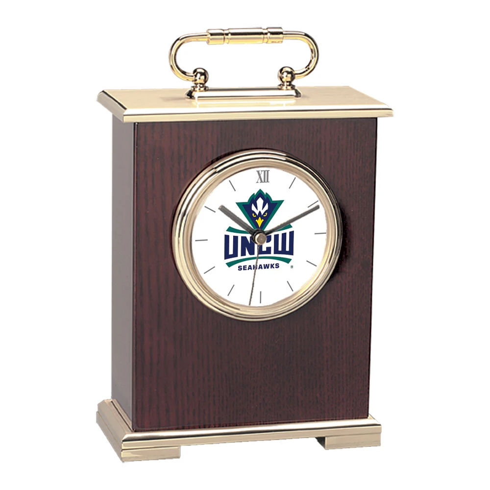 UNC Wilmington Seahawks Gold Logo Carriage Clock