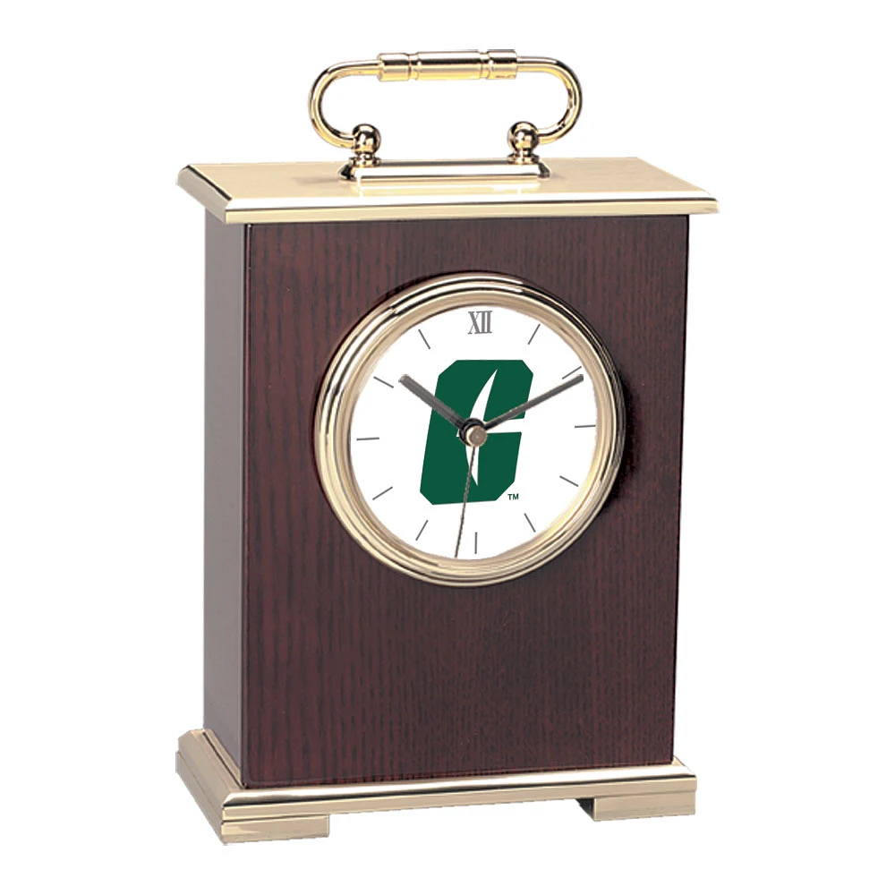 Charlotte 49ers Gold Logo Carriage Clock