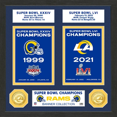 Highland Mint Los Angeles Rams Two-Time Super Bowl Champions Banner Collection 13'' x 13'' Bronze Coin Photo Mint