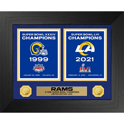 Highland Mint Los Angeles Rams Two-Time Super Bowl Champions Deluxe Banner Collection 18'' x 22'' Gold Coin Photo Mint