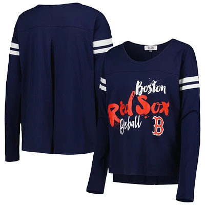 Women's Touch Navy Boston Red Sox Free Agent Long Sleeve T-Shirt