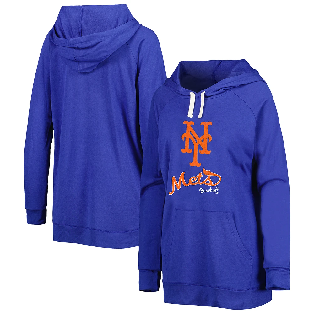 Women's Touch Royal New York Mets Pre-Game Raglan Pullover Hoodie