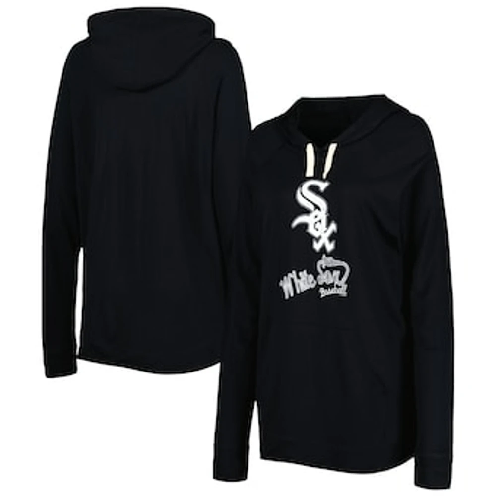 Women's Touch Black Chicago White Sox Pre-Game Raglan Pullover Hoodie