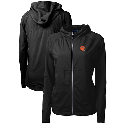 Women's Cutter & Buck Black Cincinnati Bengals Throwback Logo Adapt Eco Knit Hybrid Recycled Full-Zip Hoodie