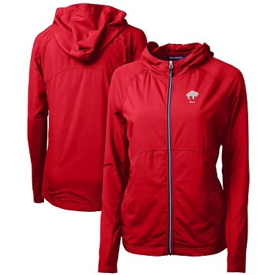 Women's Cutter & Buck Red Buffalo Bills Throwback Logo Adapt Eco Knit Hybrid Recycled Full-Zip Hoodie