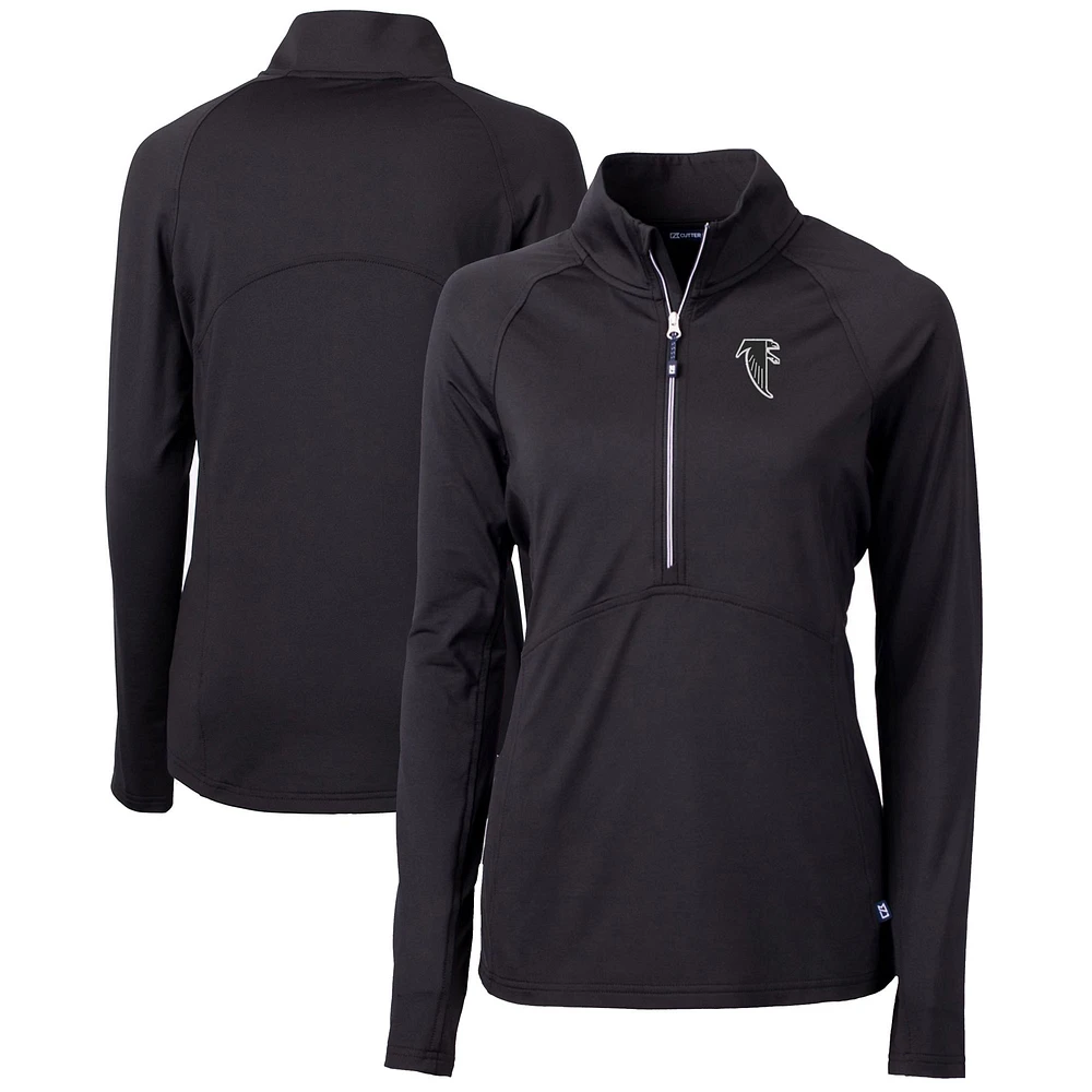 Women's Cutter & Buck Black Atlanta Falcons Throwback Logo Adapt Eco Knit Stretch Recycled Half-Zip Pullover Top