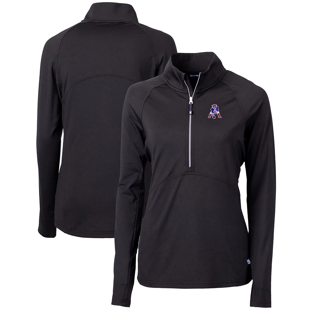 Women's Cutter & Buck New England Patriots Throwback Logo Adapt Eco Knit Stretch Recycled Half-Zip Pullover Top