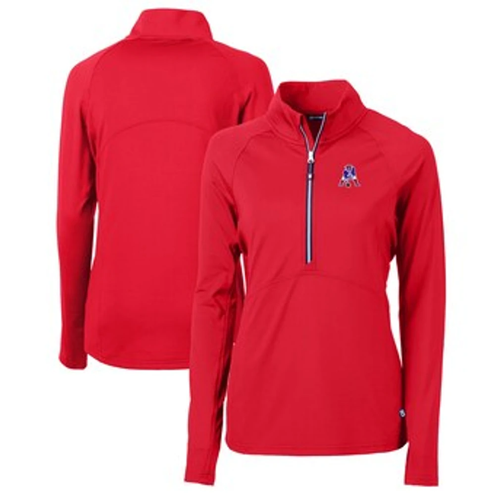 Women's Cutter & Buck New England Patriots Throwback Logo Adapt Eco Knit Stretch Recycled Half-Zip Pullover Top