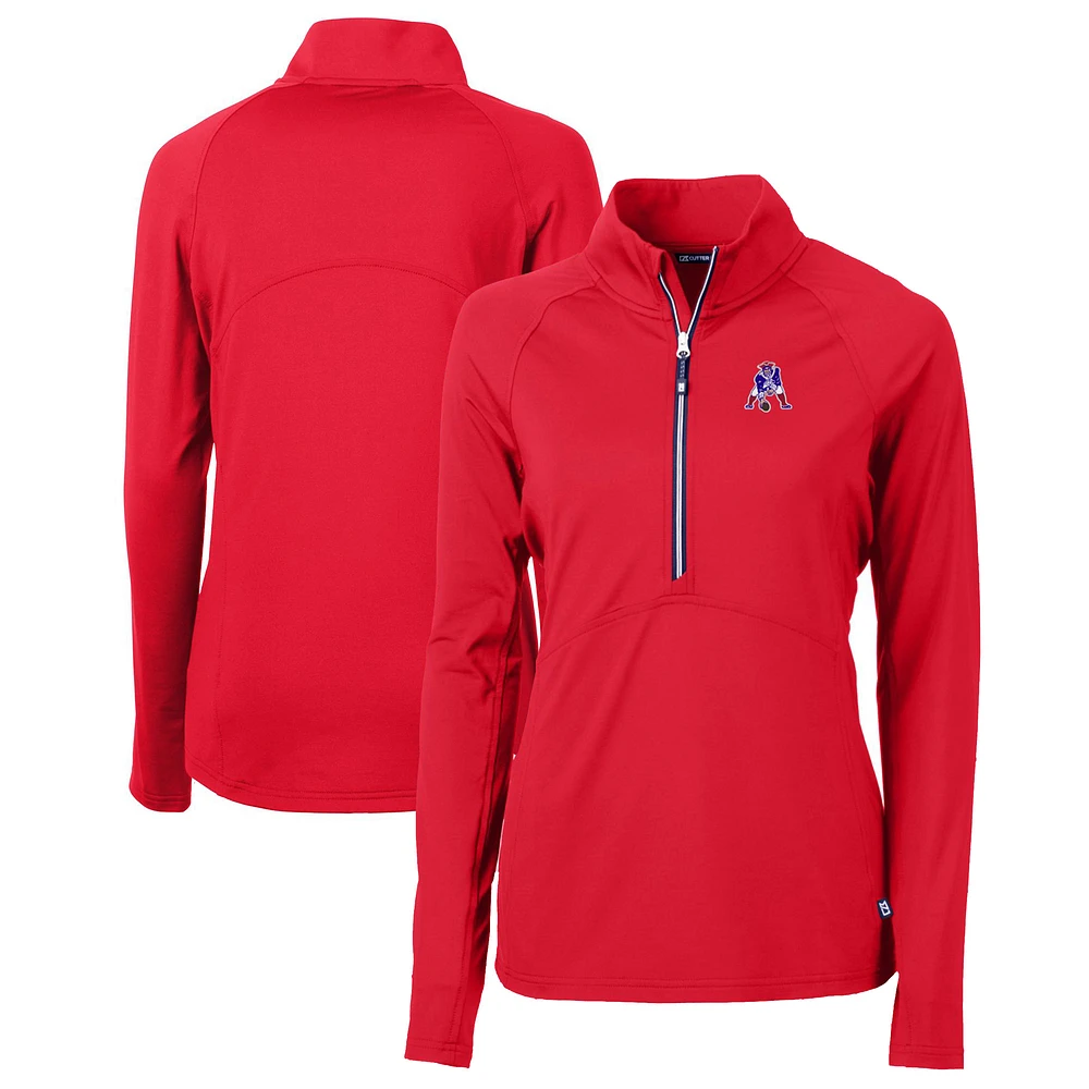 Women's Cutter & Buck New England Patriots Throwback Logo Adapt Eco Knit Stretch Recycled Half-Zip Pullover Top