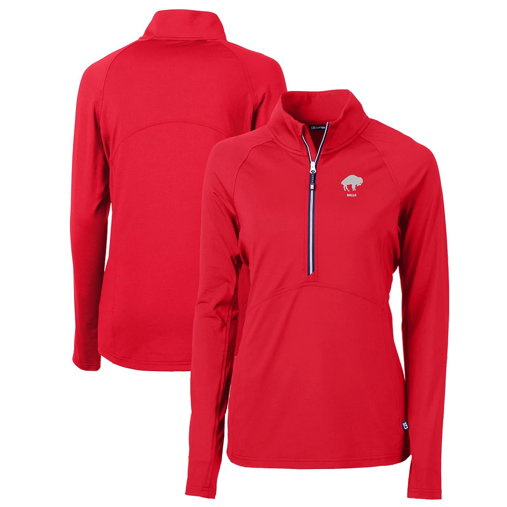 Women's Cutter & Buck Buffalo Bills Throwback Logo Adapt Eco Knit Stretch Recycled Half-Zip Pullover Top
