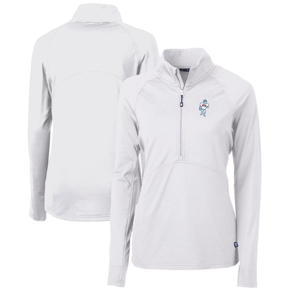Women's Cutter & Buck Houston Oilers Throwback Logo Adapt Eco Knit Stretch Recycled Half-Zip Pullover Top