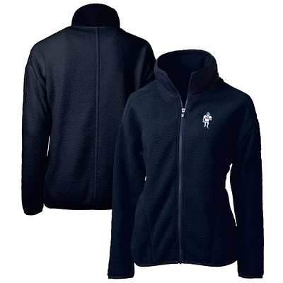 Women's Cutter & Buck Navy Houston Oilers Throwback Logo Cascade Eco Sherpa Fleece Full-Zip Jacket