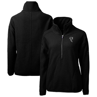 Women's Cutter & Buck Black Atlanta Falcons Throwback Logo Cascade Eco Sherpa Fleece Half-Zip Pullover Jacket