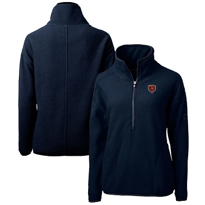 Women's Cutter & Buck Navy Chicago Bears Throwback Logo Cascade Eco Sherpa Fleece Half-Zip Pullover Jacket