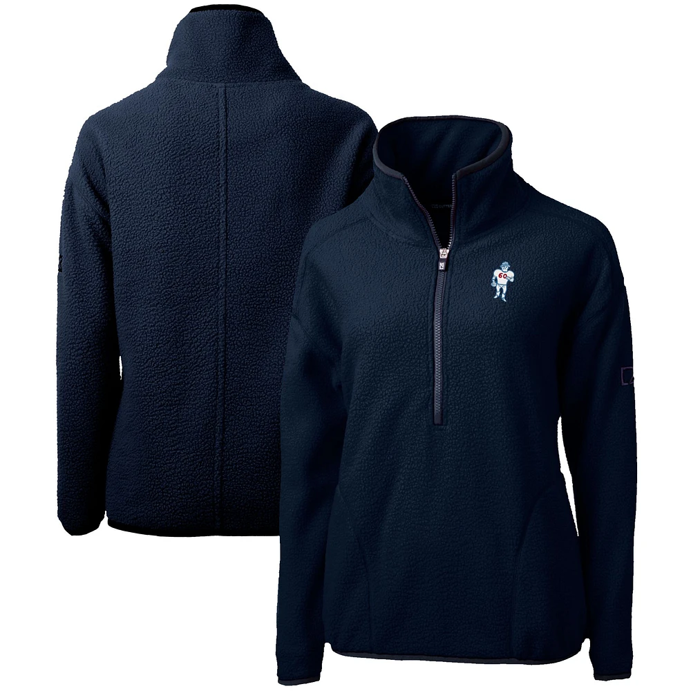 Women's Cutter & Buck Navy Houston Oilers Throwback Logo Cascade Eco Sherpa Fleece Half-Zip Pullover Jacket