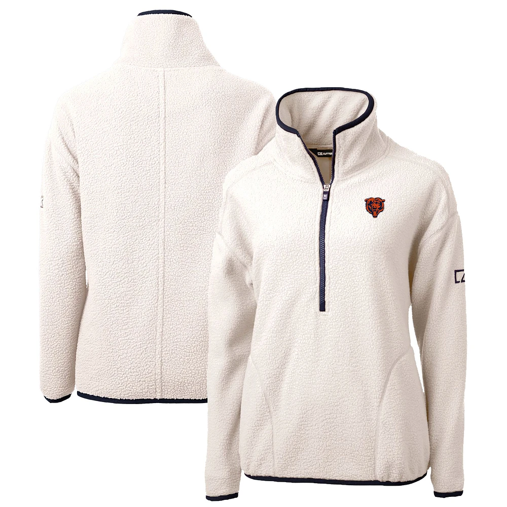 Women's Cutter & Buck White Chicago Bears Throwback Logo Cascade Eco Sherpa Fleece Half-Zip Pullover Jacket