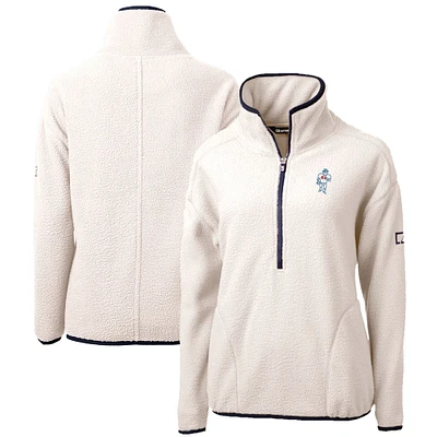 Women's Cutter & Buck White Houston Oilers Throwback Logo Cascade Eco Sherpa Fleece Half-Zip Pullover Jacket