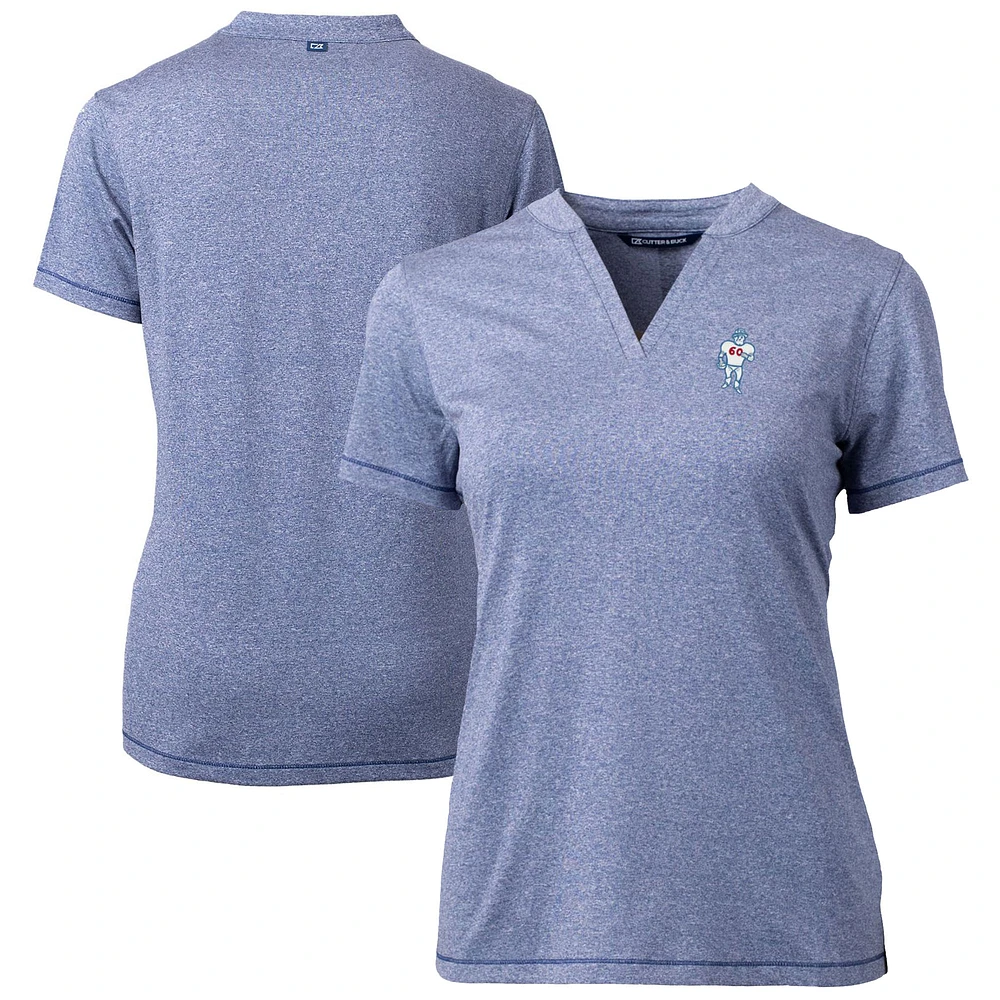 Women's Cutter & Buck Blue Houston Oilers Throwback Logo Forge Blade V-Neck Polo