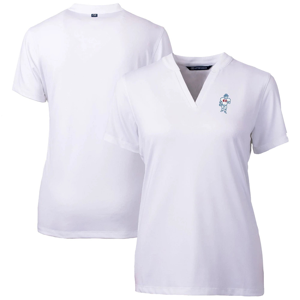 Women's Cutter & Buck White Houston Oilers Throwback Logo Forge Blade V-Neck Polo