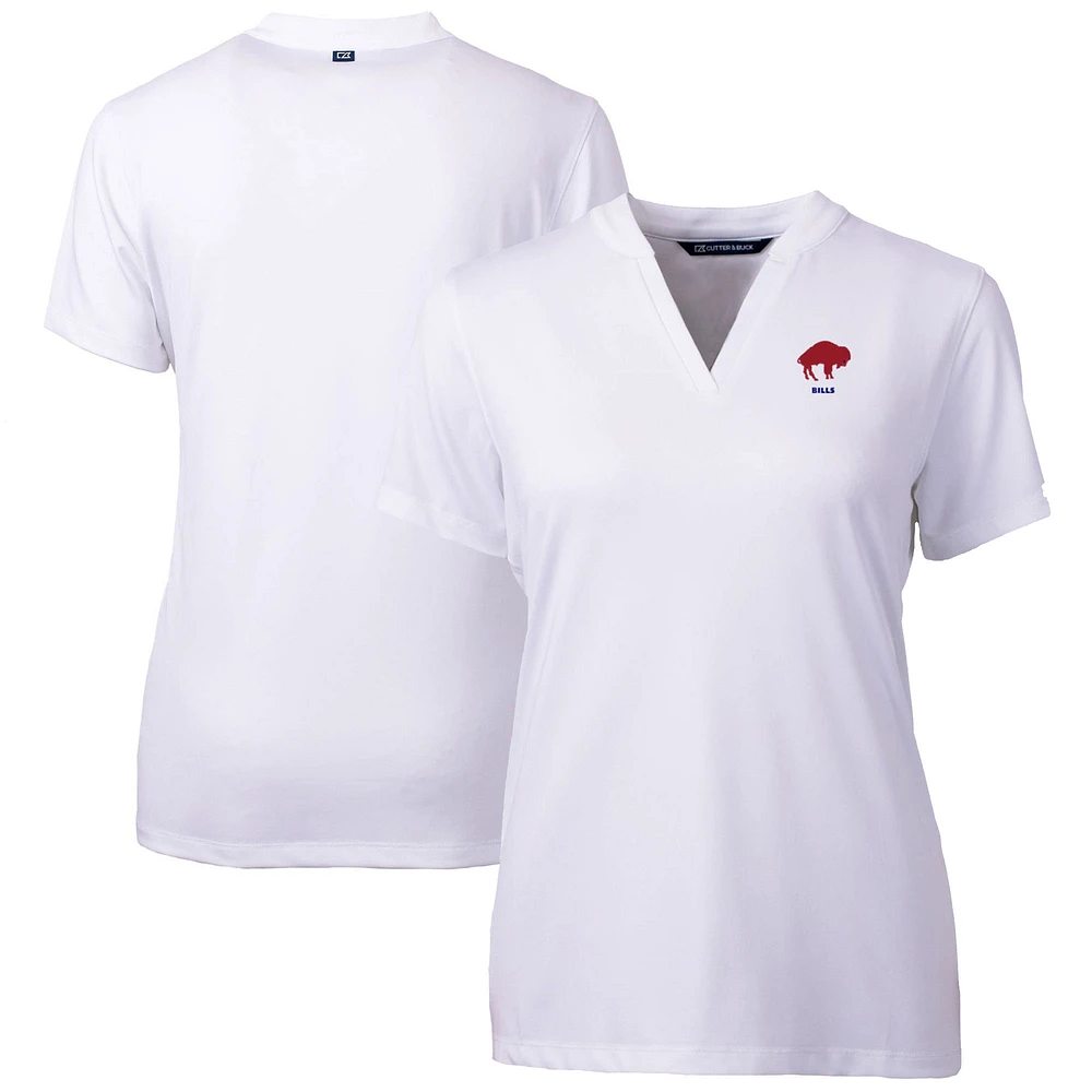 Women's Cutter & Buck White Buffalo Bills Throwback Logo Forge Blade V-Neck Polo