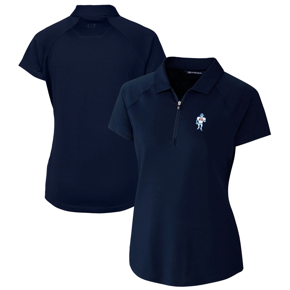 Women's Cutter & Buck Navy Houston Oilers Throwback Logo Forge Stretch Polo