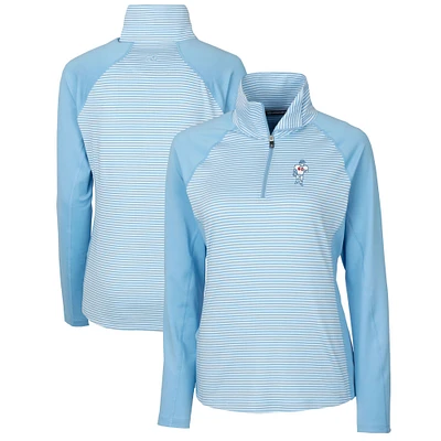 Women's Cutter & Buck Light Blue Houston Oilers Throwback Logo Forge Tonal Stripe Stretch Half-Zip Pullover Top