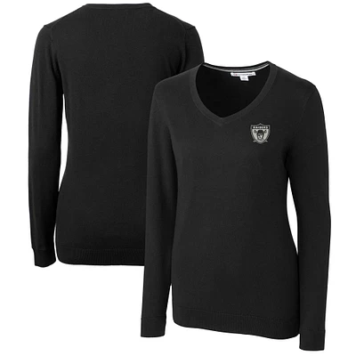 Women's Cutter & Buck Black Las Vegas Raiders Throwback Logo Lakemont Tri-Blend V-Neck Sweater