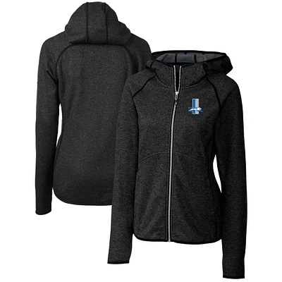 Women's Cutter & Buck Heather Charcoal Detroit Lions Throwback Logo Mainsail Full-Zip Jacket