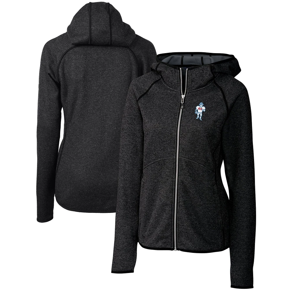 Women's Cutter & Buck Heather Charcoal Houston Oilers Throwback Logo Mainsail Full-Zip Jacket