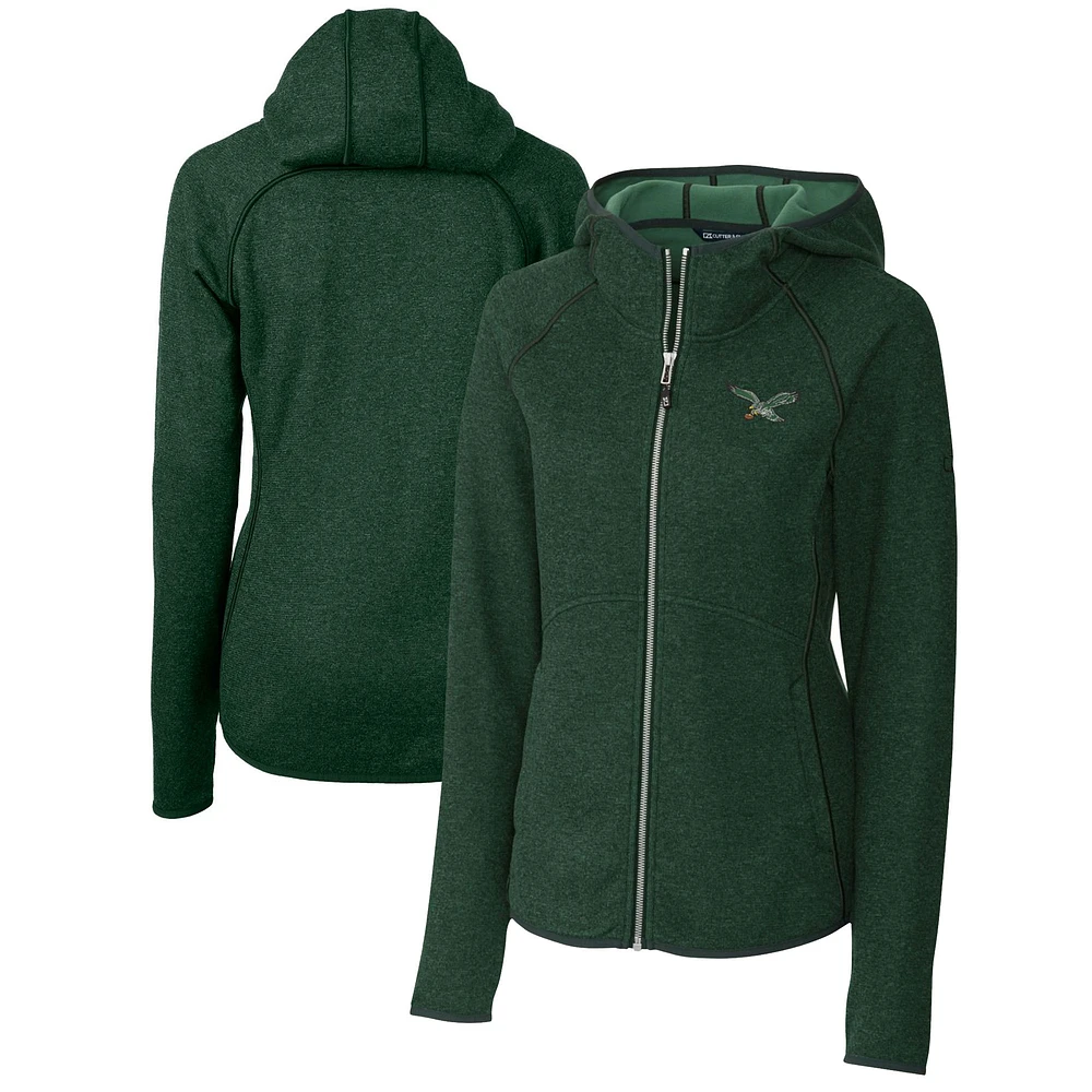 Women's Cutter & Buck Heather Philadelphia Eagles Throwback Logo Mainsail Full-Zip Jacket