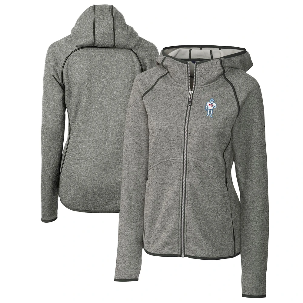 Women's Cutter & Buck Heather Gray Houston Oilers Throwback Logo Mainsail Full-Zip Jacket