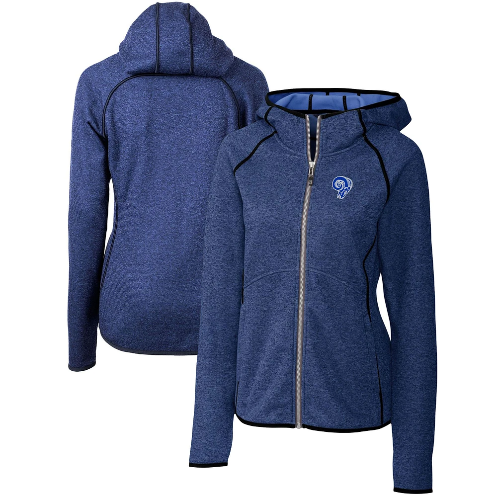 Women's Cutter & Buck Heather Royal Los Angeles Rams Throwback Logo Mainsail Full-Zip Jacket