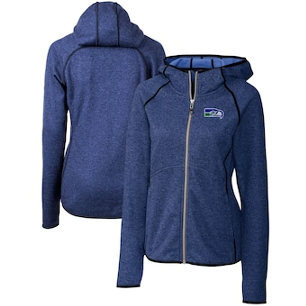 Women's Cutter & Buck Heather Royal Seattle Seahawks Throwback Logo Mainsail Full-Zip Jacket