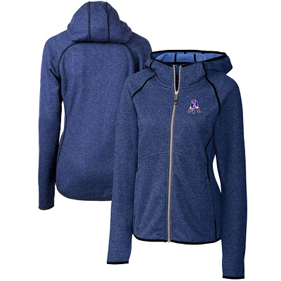 Women's Cutter & Buck Heather Royal New England Patriots Throwback Logo Mainsail Full-Zip Jacket