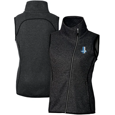 Women's Cutter & Buck Heather Charcoal Detroit Lions Throwback Logo Mainsail Full-Zip Vest