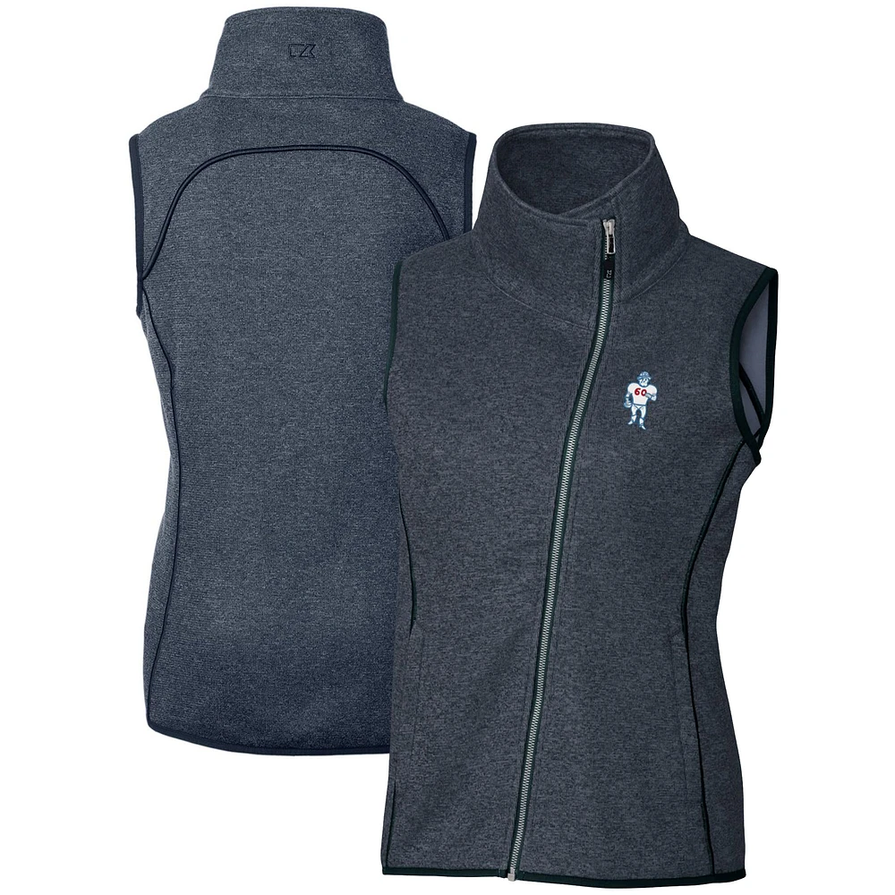 Women's Cutter & Buck Heather Navy Houston Oilers Throwback Logo Mainsail Full-Zip Vest