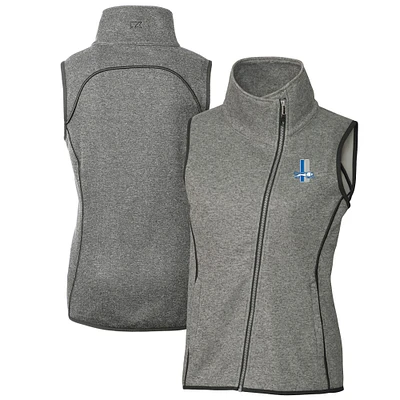 Women's Cutter & Buck Heather Gray Detroit Lions Throwback Logo Mainsail Full-Zip Vest