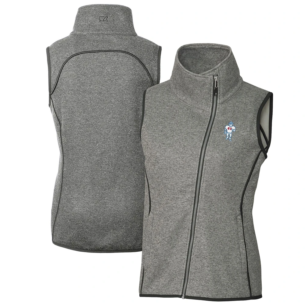 Women's Cutter & Buck Heather Gray Houston Oilers Throwback Logo Mainsail Full-Zip Vest