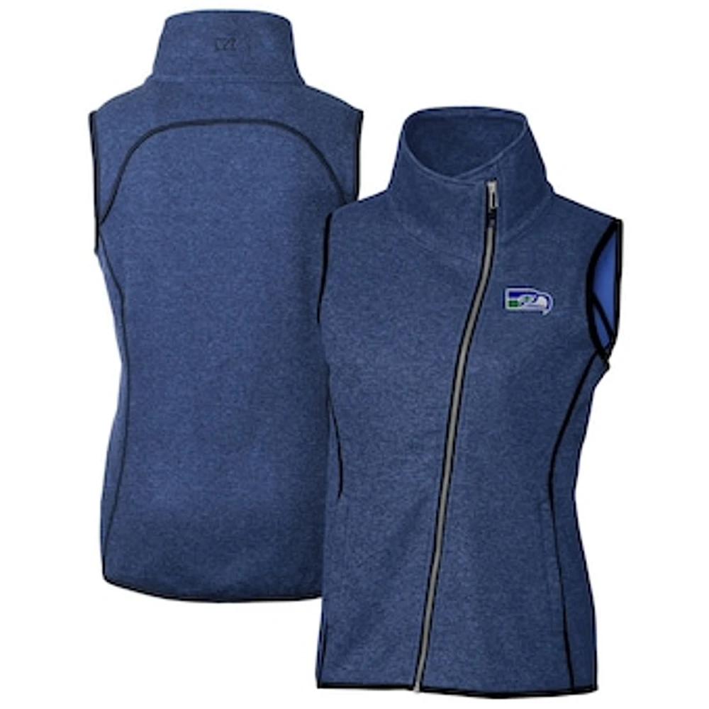 Women's Cutter & Buck Heather Royal Seattle Seahawks Throwback Logo Mainsail Full-Zip Vest