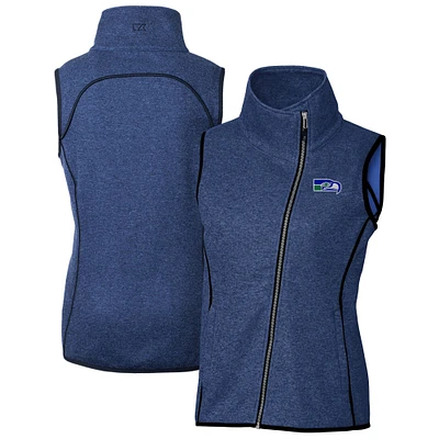 Women's Cutter & Buck Heather Royal Seattle Seahawks Throwback Logo Mainsail Full-Zip Vest